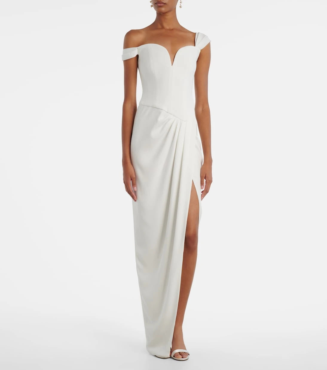 Alex Perry - Bridal draped off-shoulder crêpe corset gown