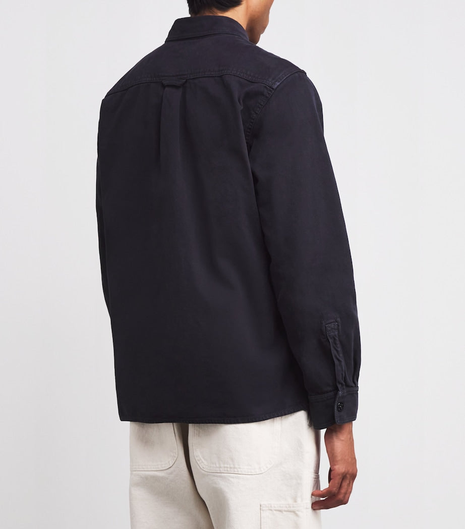 Stone Island Blue Organic Cotton Panama 'OLD' Effect Overshirt