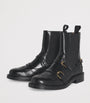 Black Leather Buckled Chelsea Boots