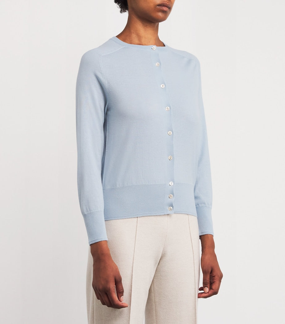 Agnona Blue Cashmere Buttoned Cardigan