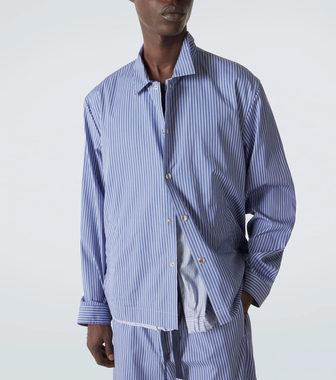 Sacai - Çizgili pamuk poplin bluzon ceket