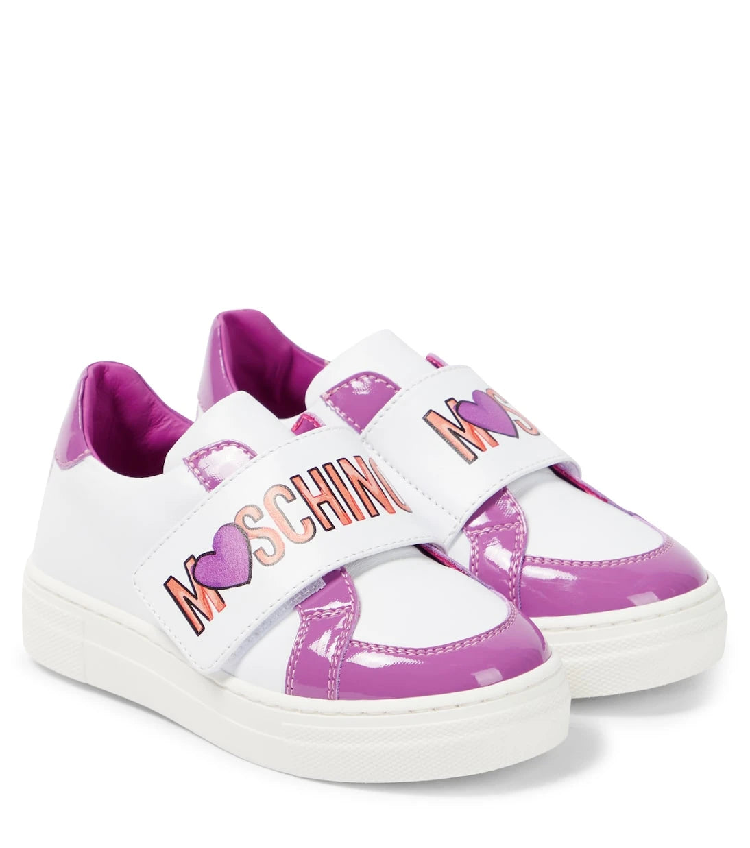 Moschino Kids - أحذية رياضية جلدية بشعار