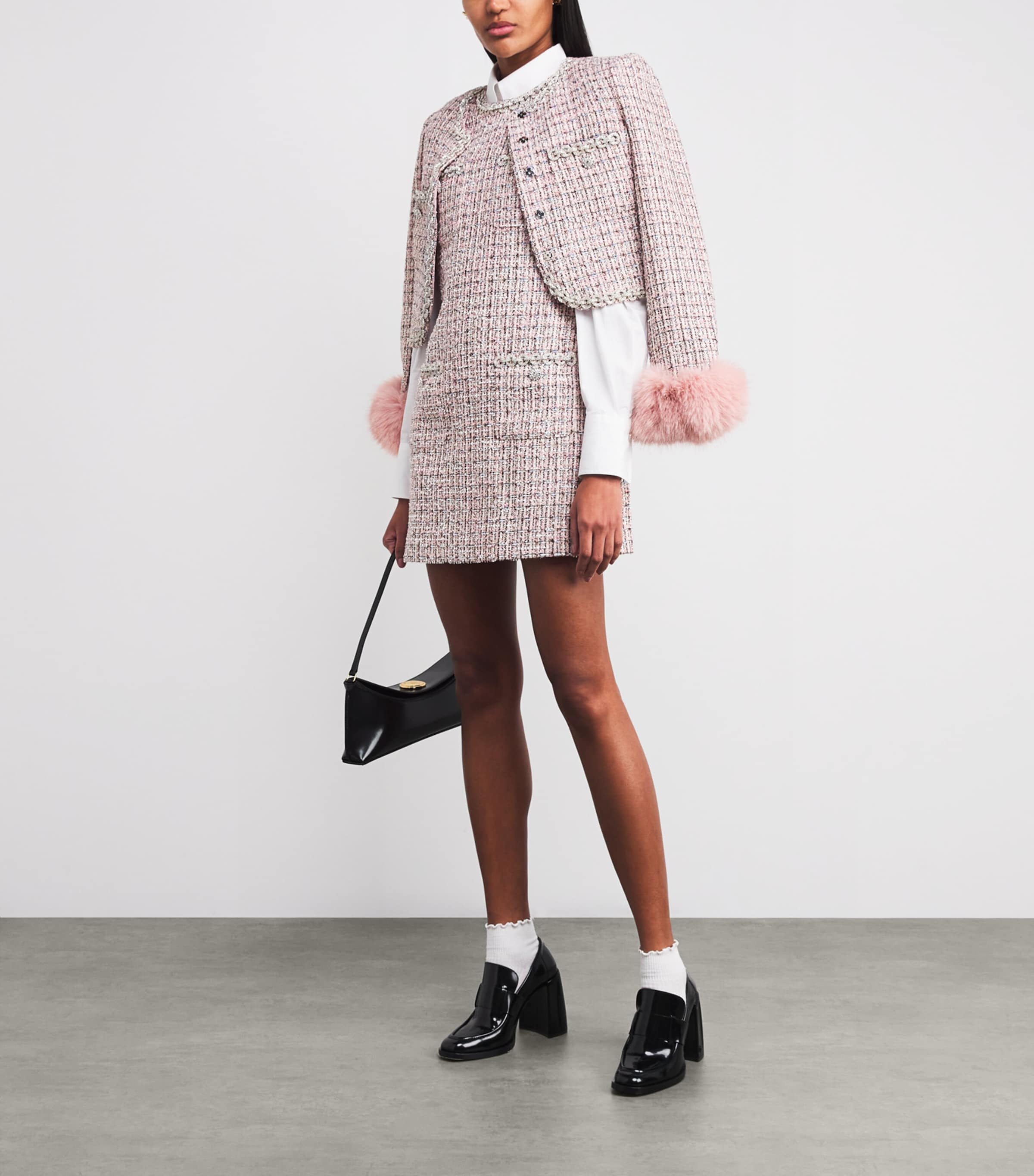 Self-Portrait Pink Bouclé Mini Dress