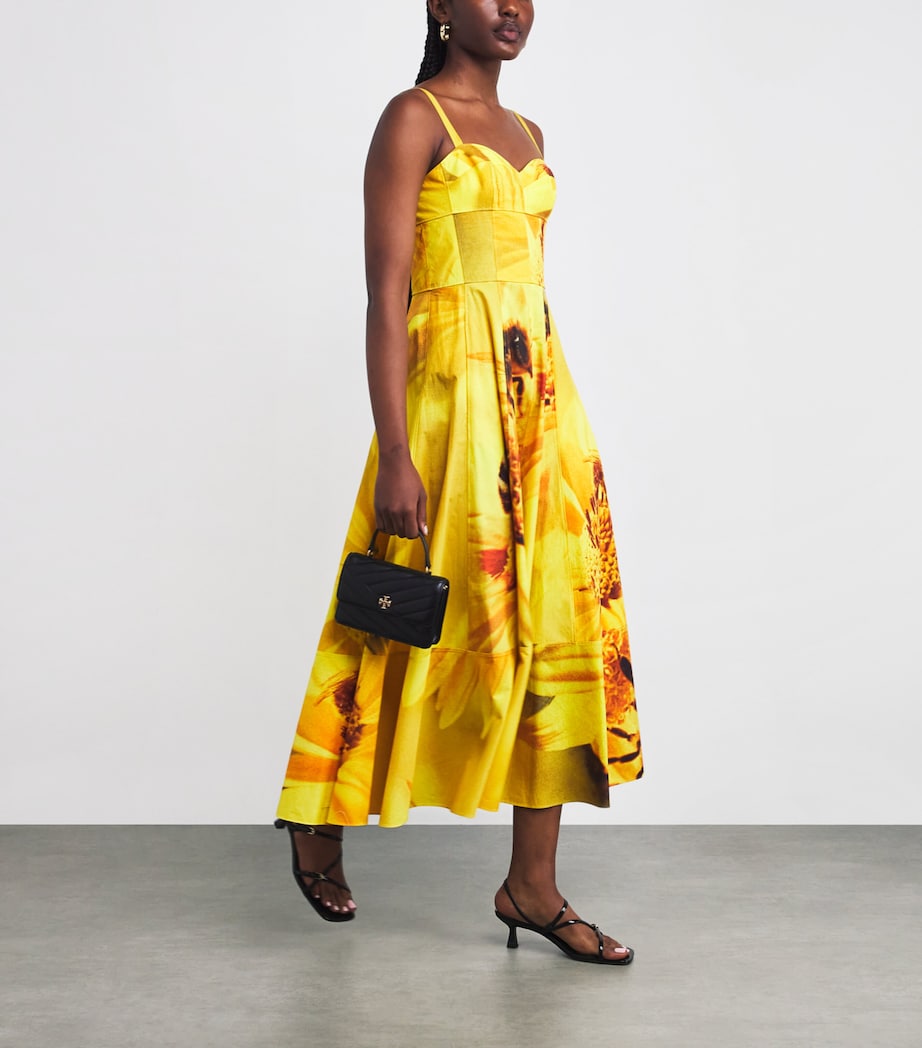 Tory Burch Yellow Stretch-Cotton Bee Midi Dress