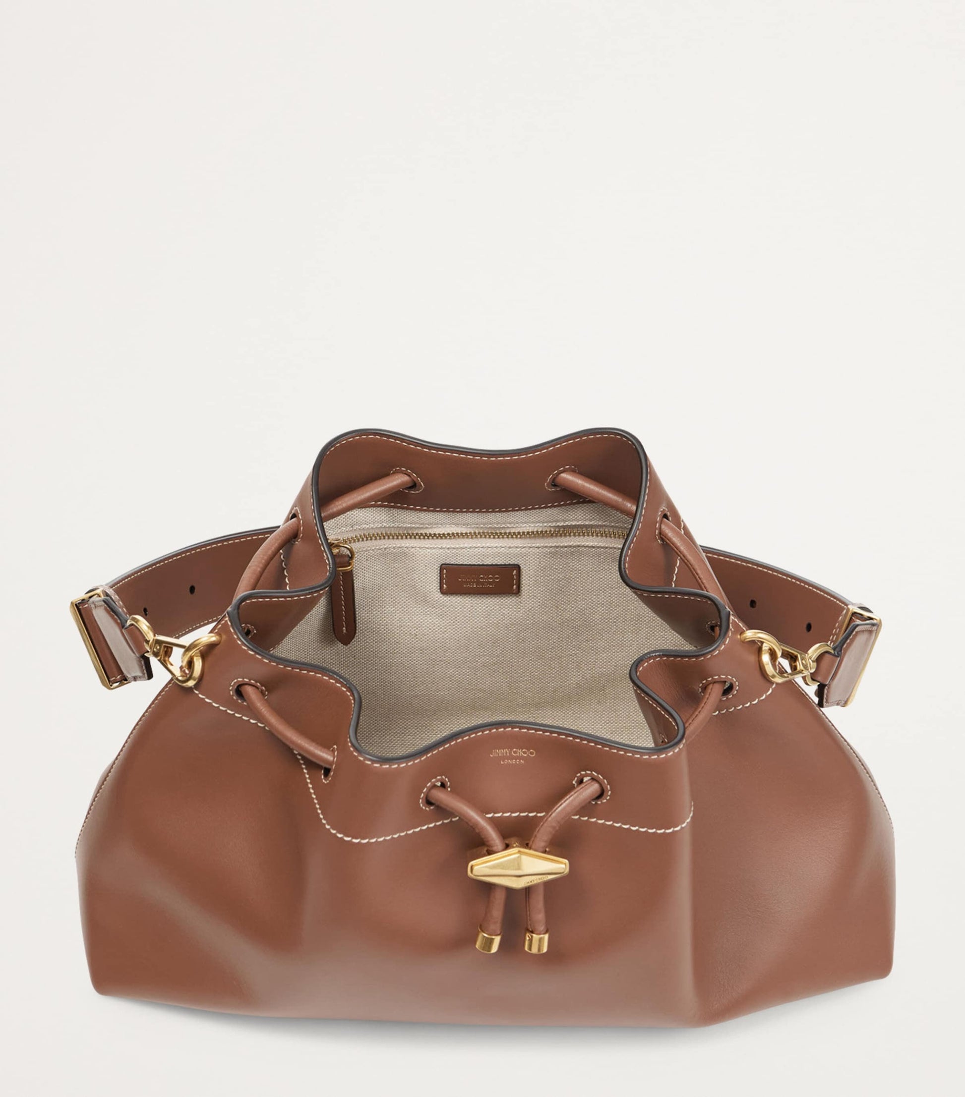 Brown Medium Cinch Leather Bucket Bag