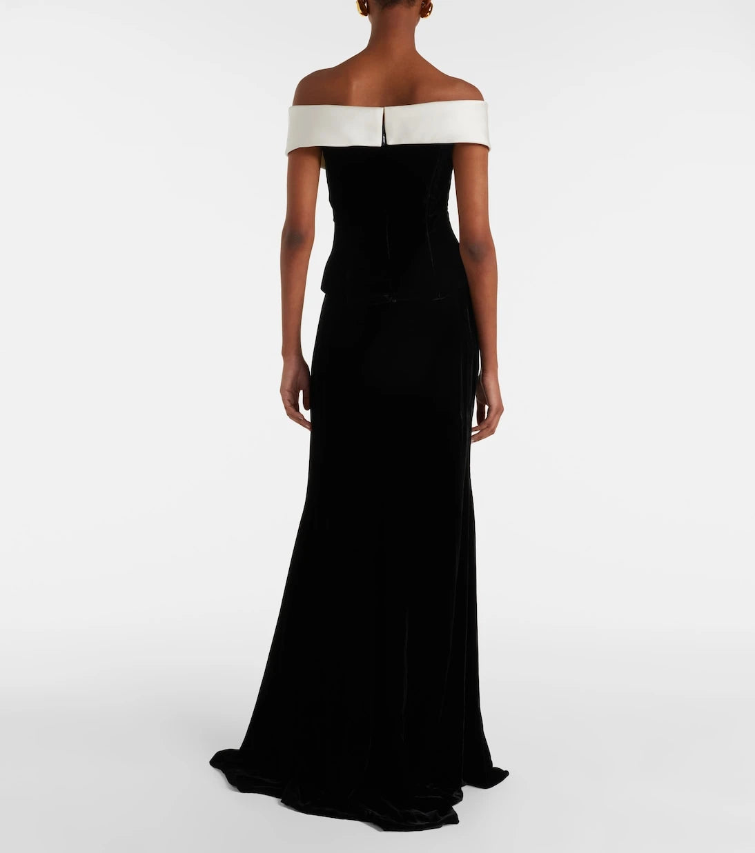 Costarellos - Off-shoulder velvet bustier gown