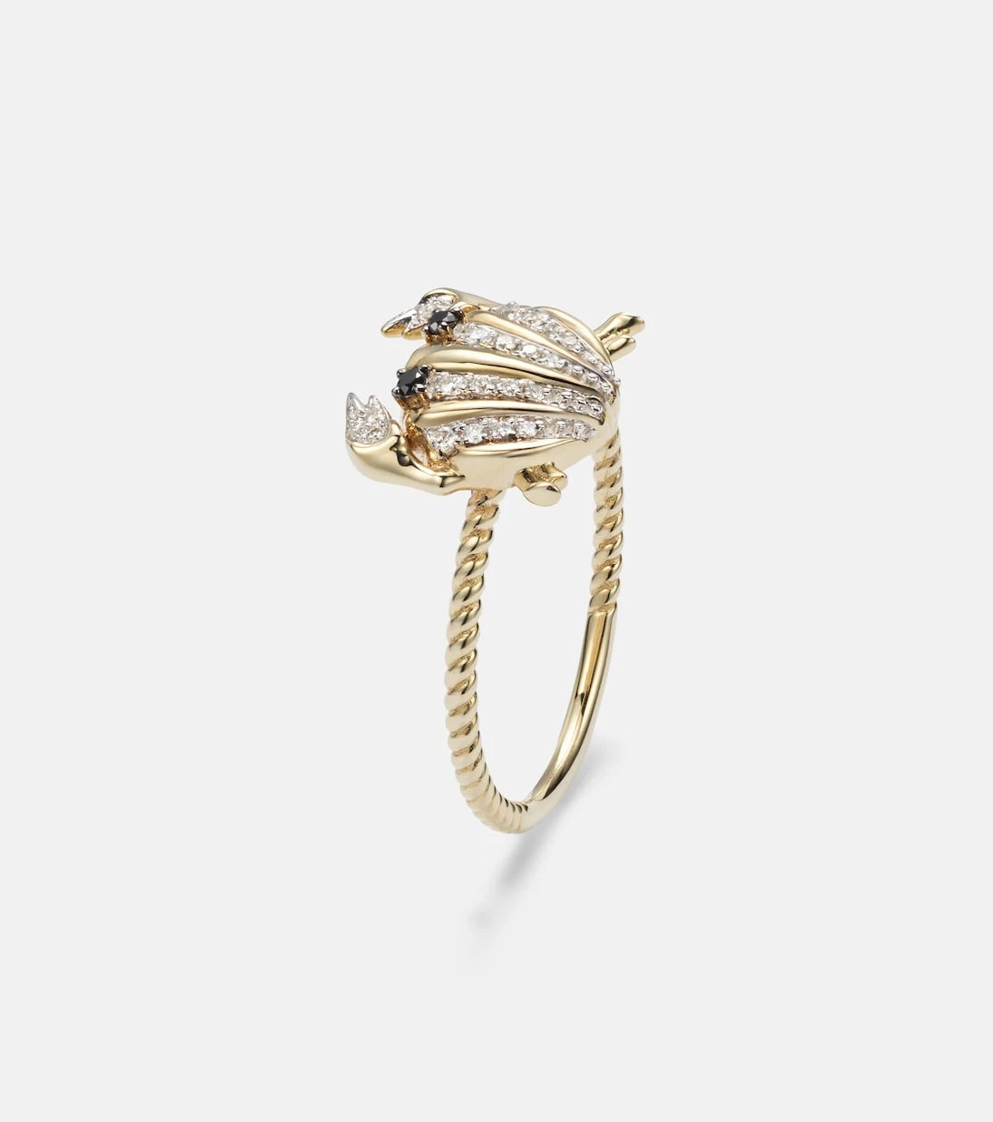 Yvonne Léon - Crabe Coquillage Mini 9kt gold ring with diamonds