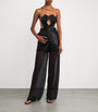 Nensi Dojaka Black Leather Hybrid Wide-Leg Trousers
