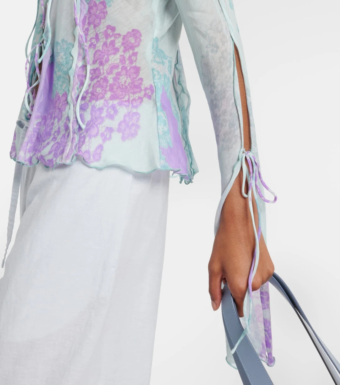 Acne Studios - Printed cotton and silk chiffon top