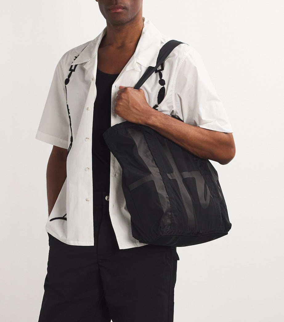 Black Logo Pocket Shopper Bag