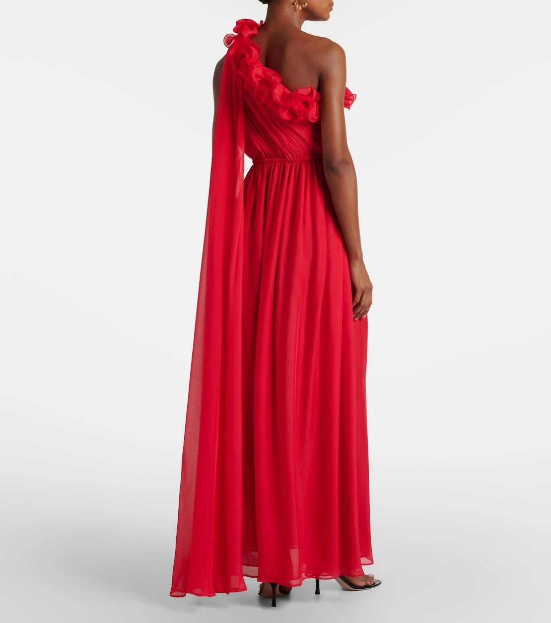 Leo Lin - Jenni draped floral-appliqué silk gown