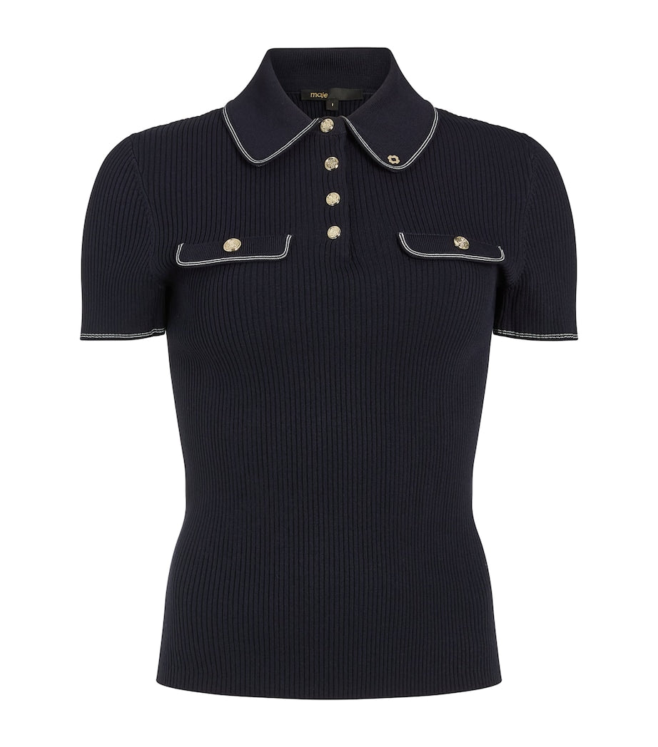 Blue Ribbed Polo Shirt