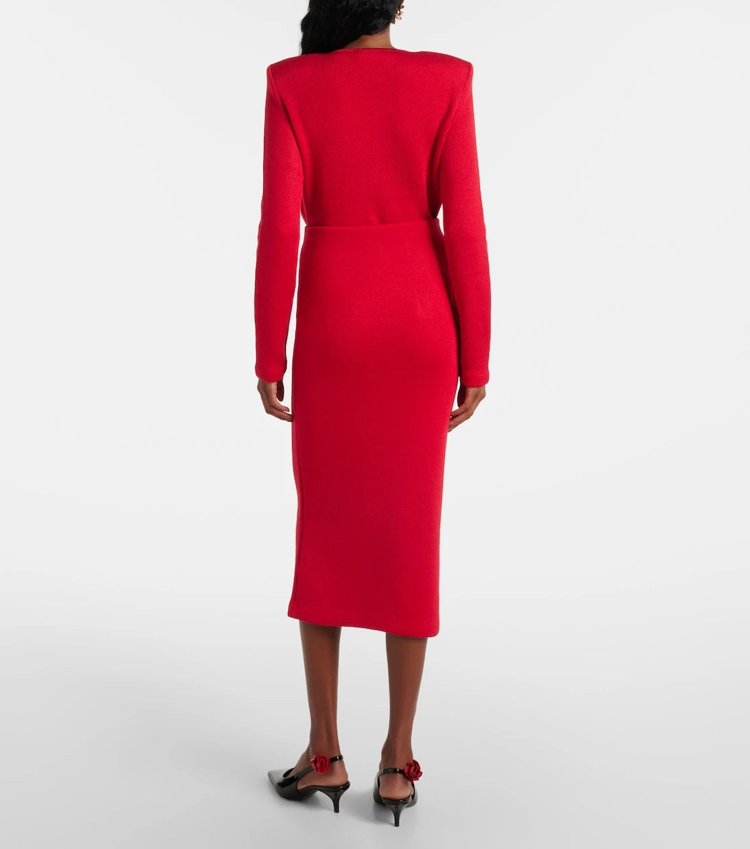 Self-Portrait - Embellished knitted midi skirt