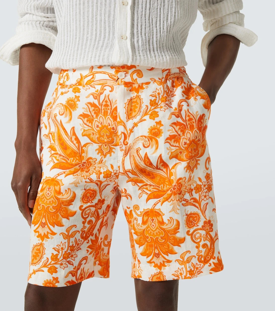 Etro - Paisley linen Bermuda shorts