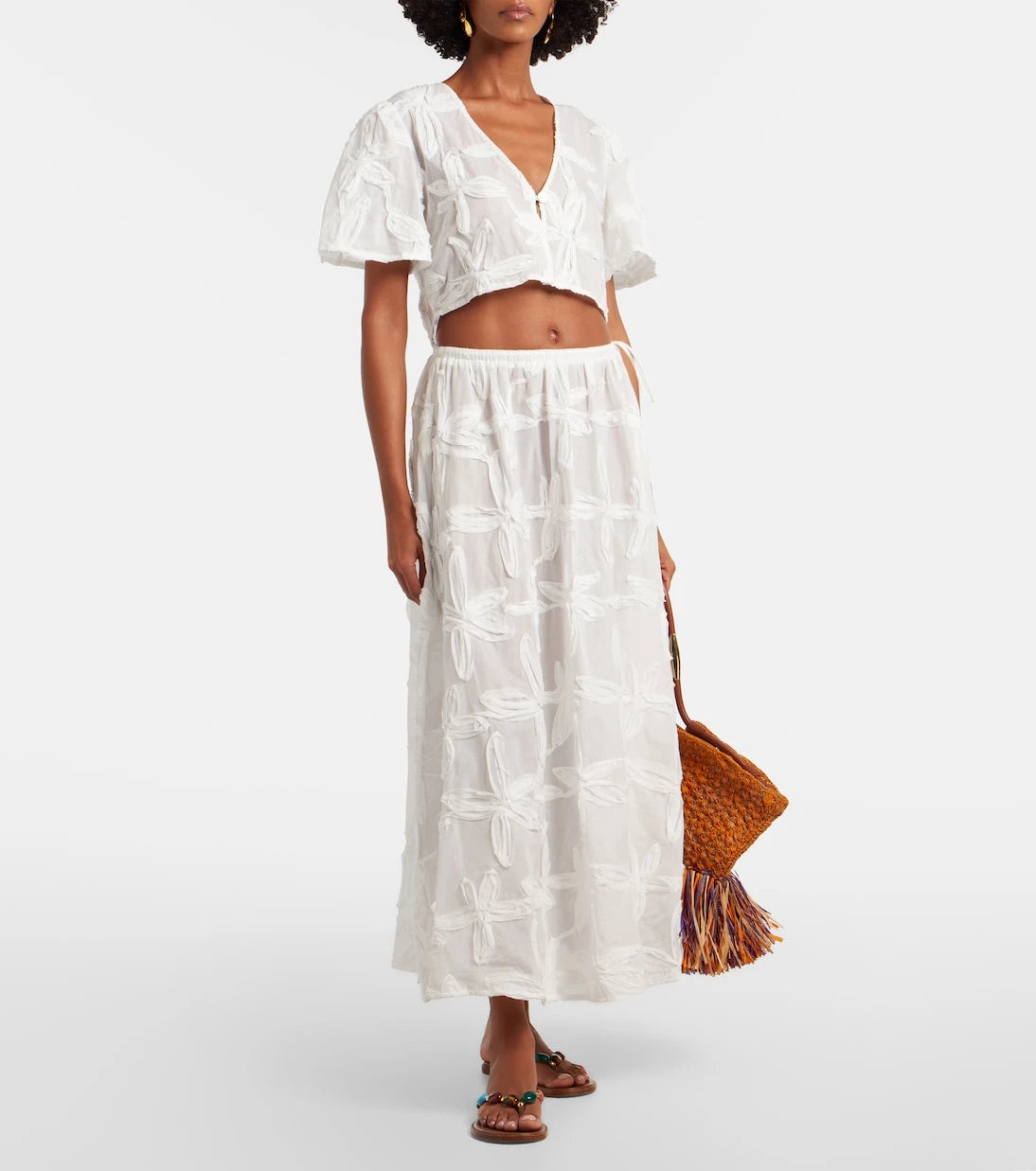 Farm Rio - Coast Shell cotton maxi skirt