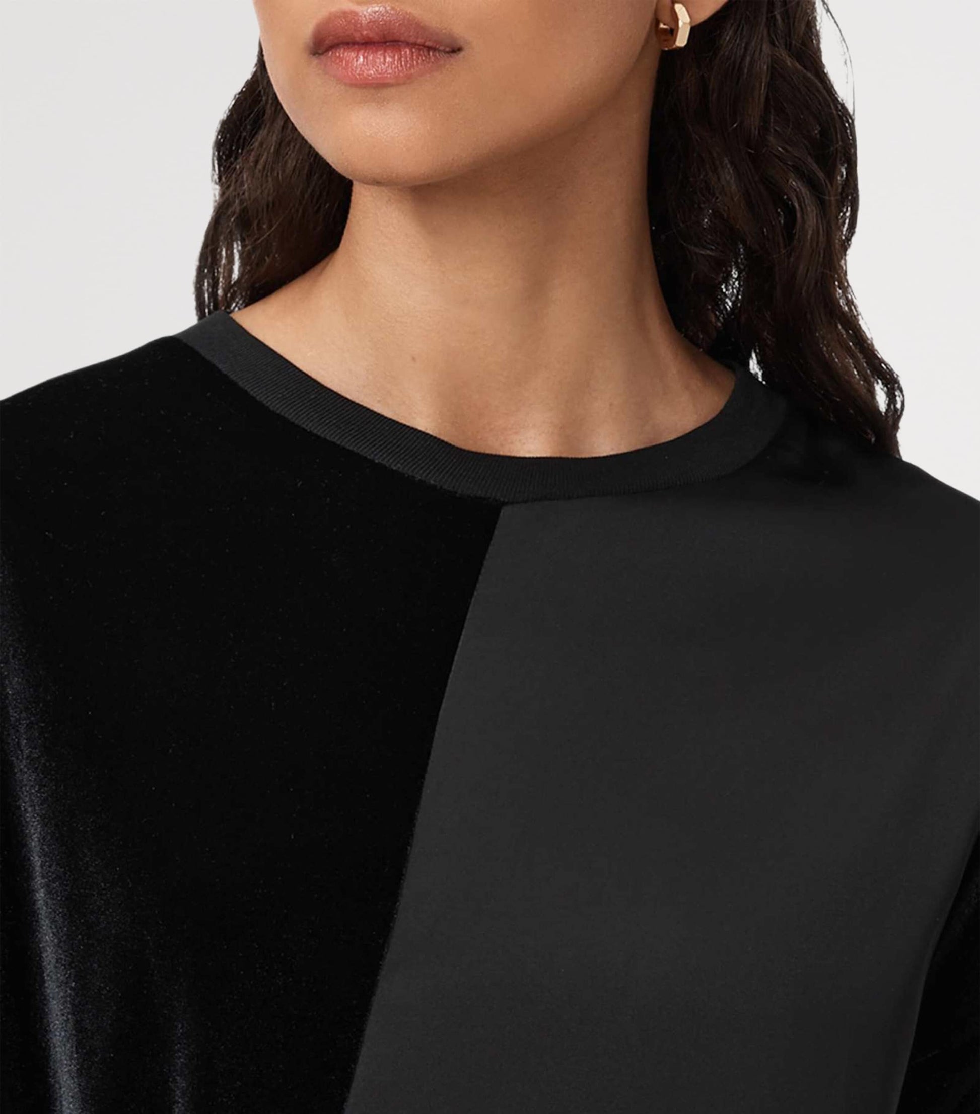 Black Satin-Velvet Lana Midi Dress