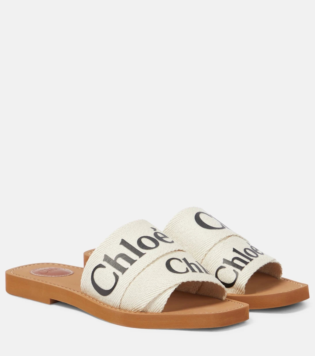 Chloé - Woody canvas slides