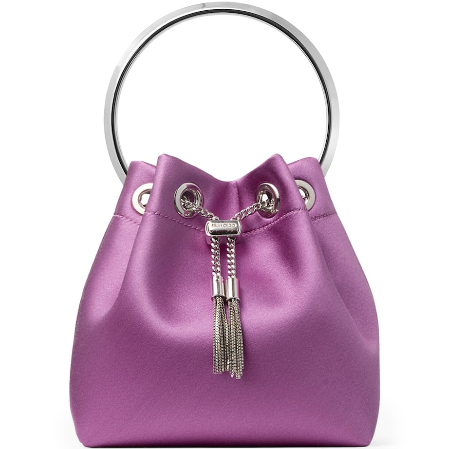 Jimmy Choo Purple Bon Bon Satin Top-Handle Bag
