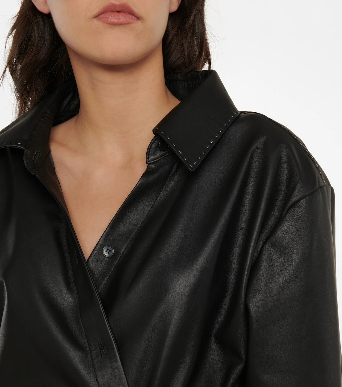 Acne Studios - فستان لف قصير من الجلد