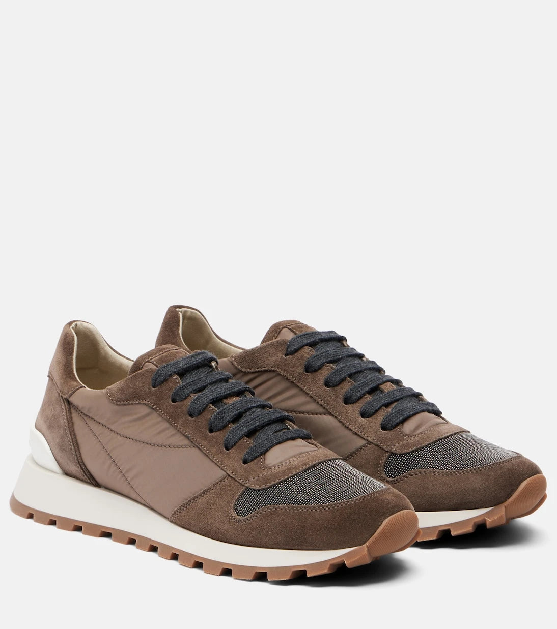 Brunello Cucinelli - Monili suede-trimmed sneakers