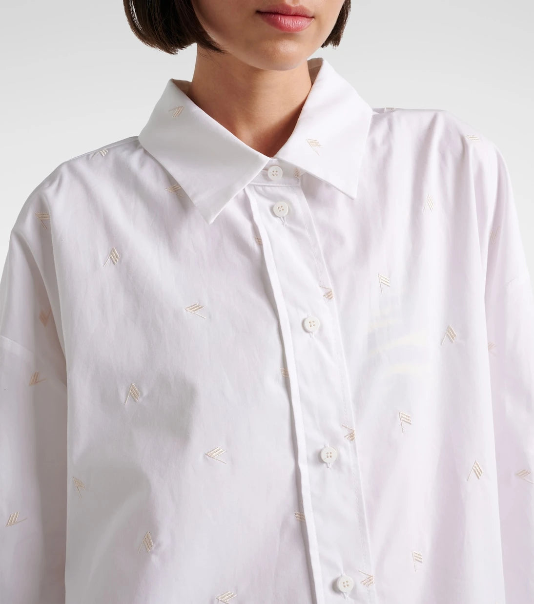 The Attico - Embroidered cotton-blend poplin shirt