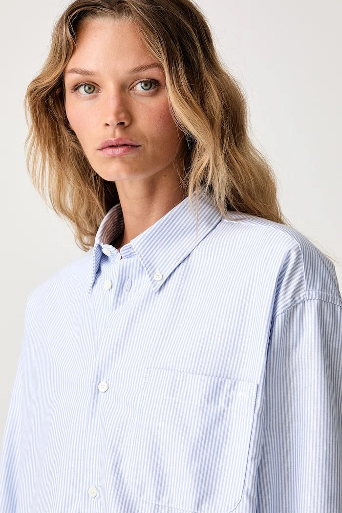 Kadın pamuklu gömlek chemise sophia button down logo