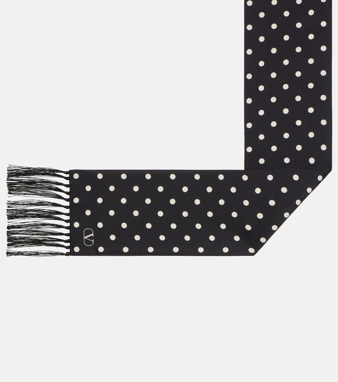 Valentino - Fringed polka-dot silk scarf