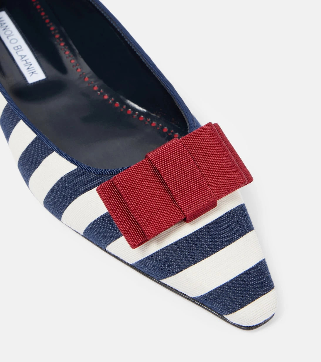 Manolo Blahnik - Reador bow-detail striped ballet flats