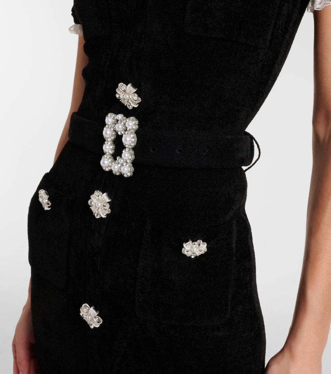 Self-Portrait - Crystal-embellished chenille midi dress