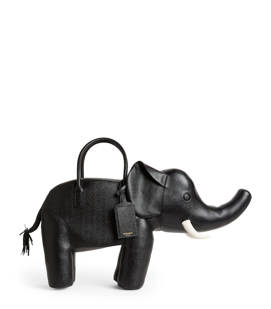 Leather Elephant Top-Handle Bag BLACK
