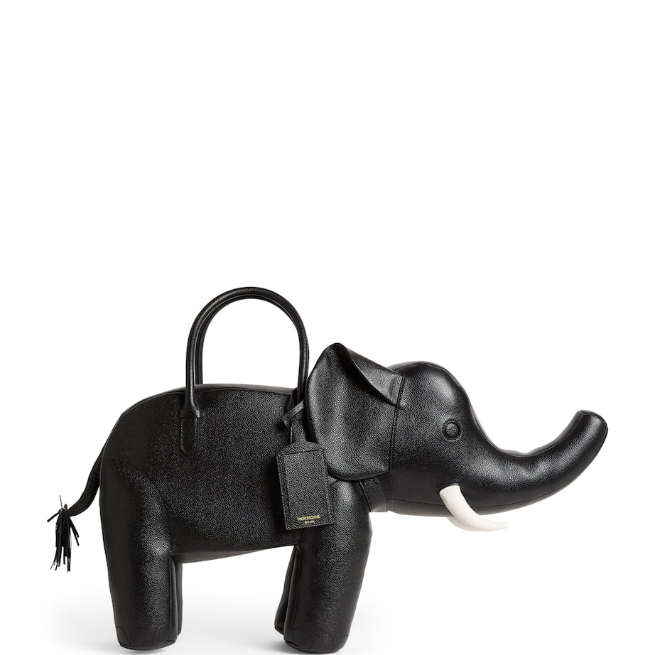 Leather Elephant Top-Handle Bag BLACK