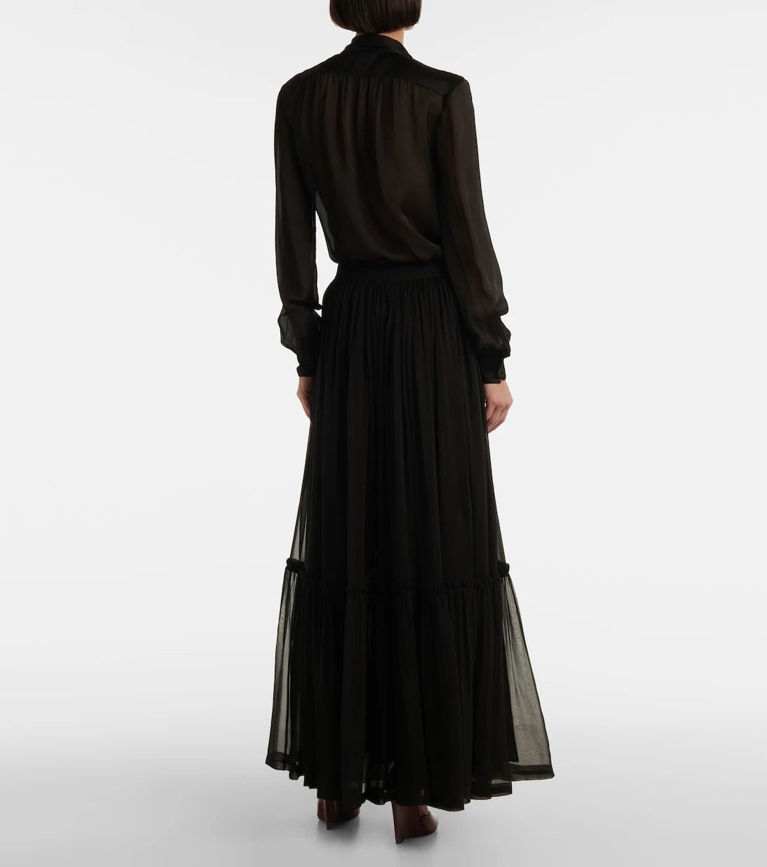 Saint Laurent - Ruffled silk maxi skirt