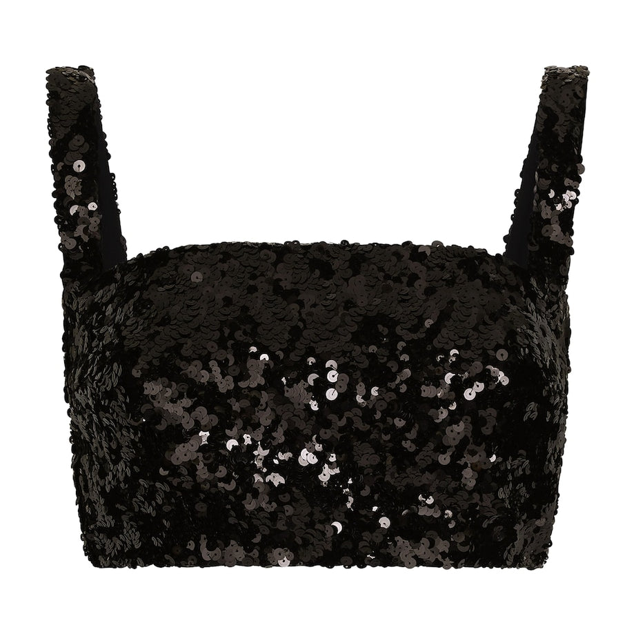 Dolce & Gabbana Multi Sequin Sleeveless Crop Top