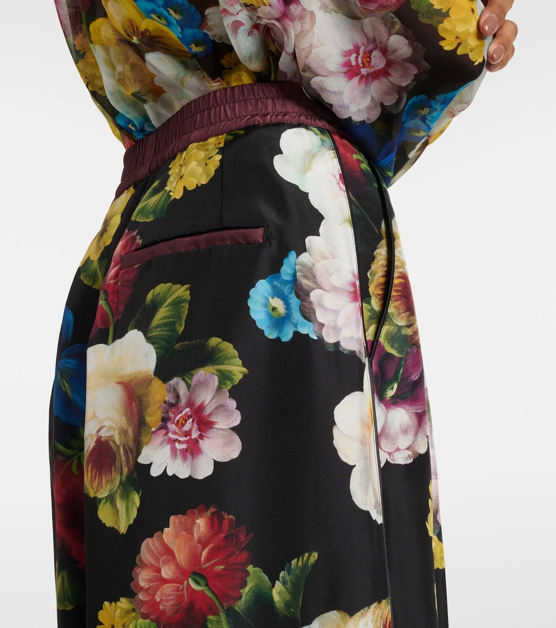 Dolce&Gabbana - Floral high-rise silk wide-leg pants