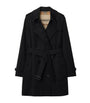 Burberry Black Cotton Short Kensington Heritage Trench Coat