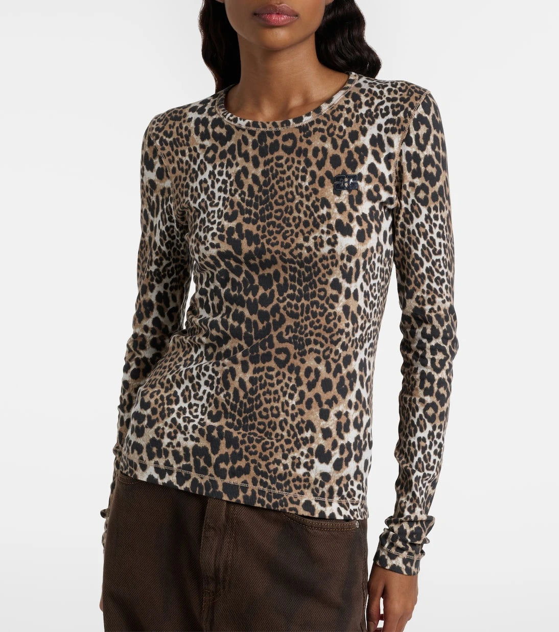 Ganni - Leopard-print cotton-blend top