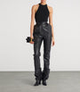 Balmain Black Croc-Embossed Straight-Leg Trousers