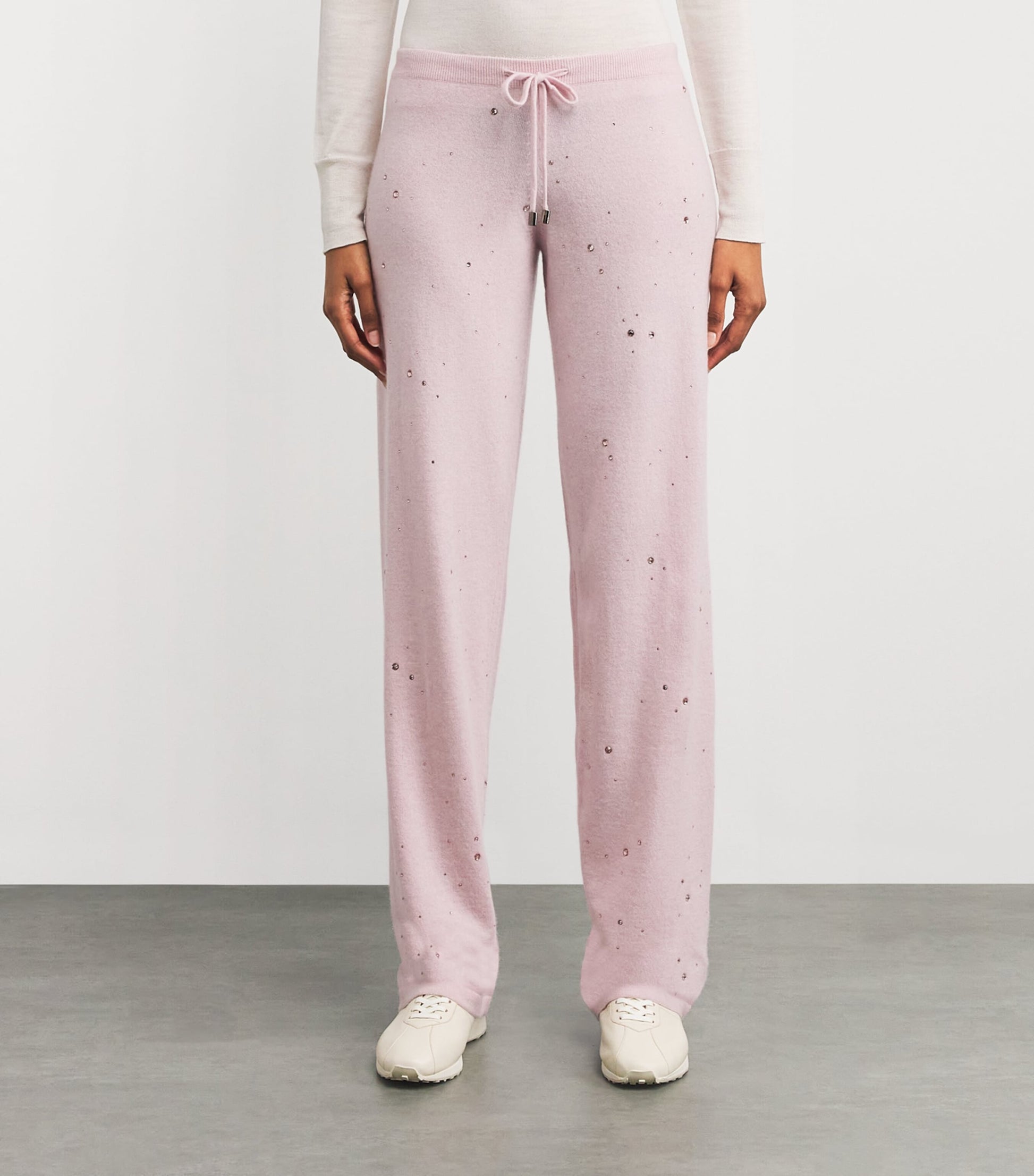William Sharp Pink Cashmere Crystal-Embellished Sweatpants
