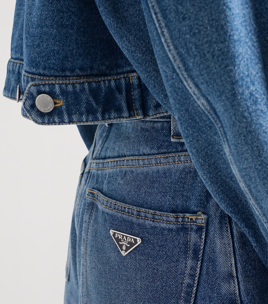 Prada Blue Denim High-Waist Shorts