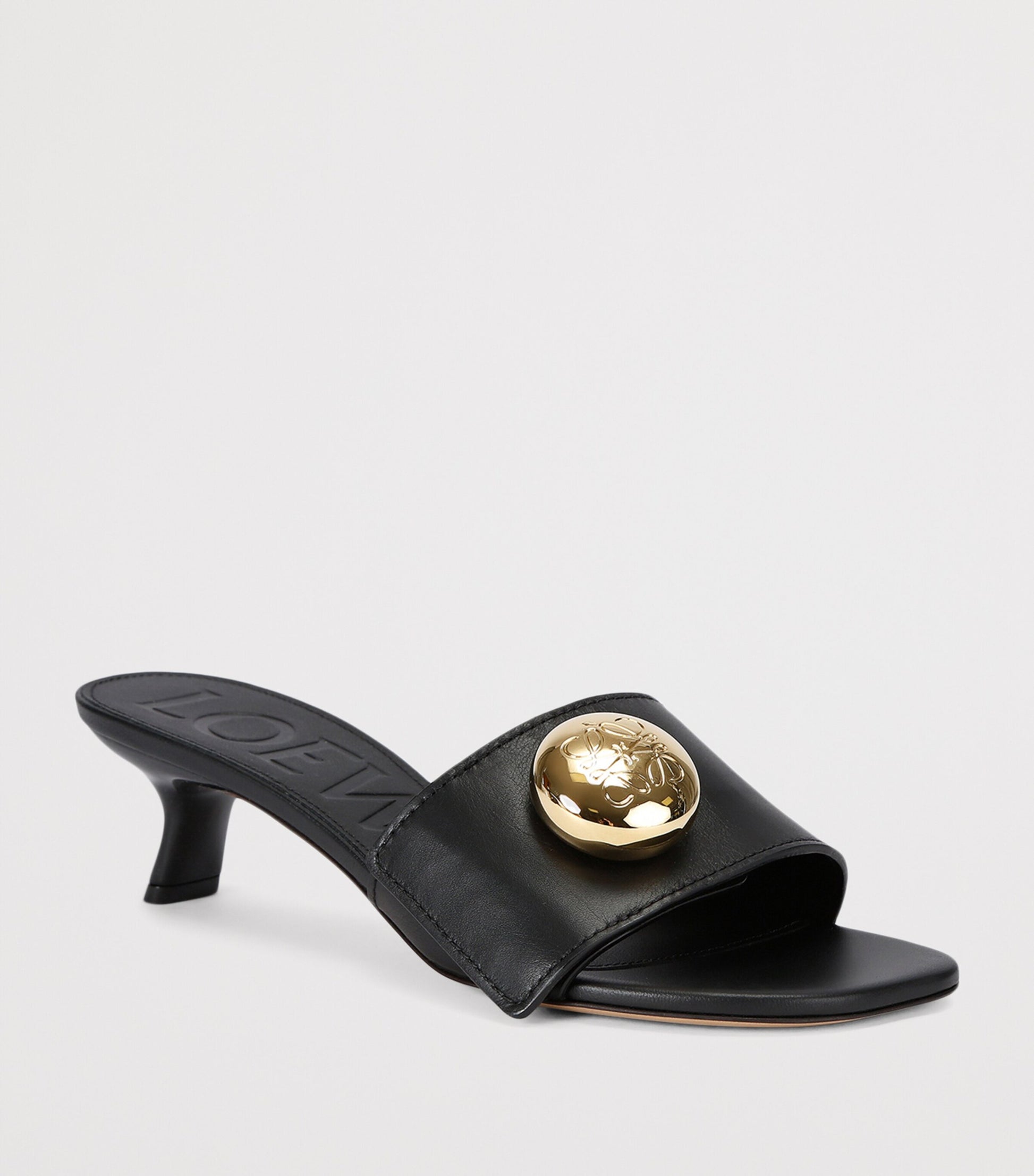 LOEWE Black Leather Pebble Mules 45