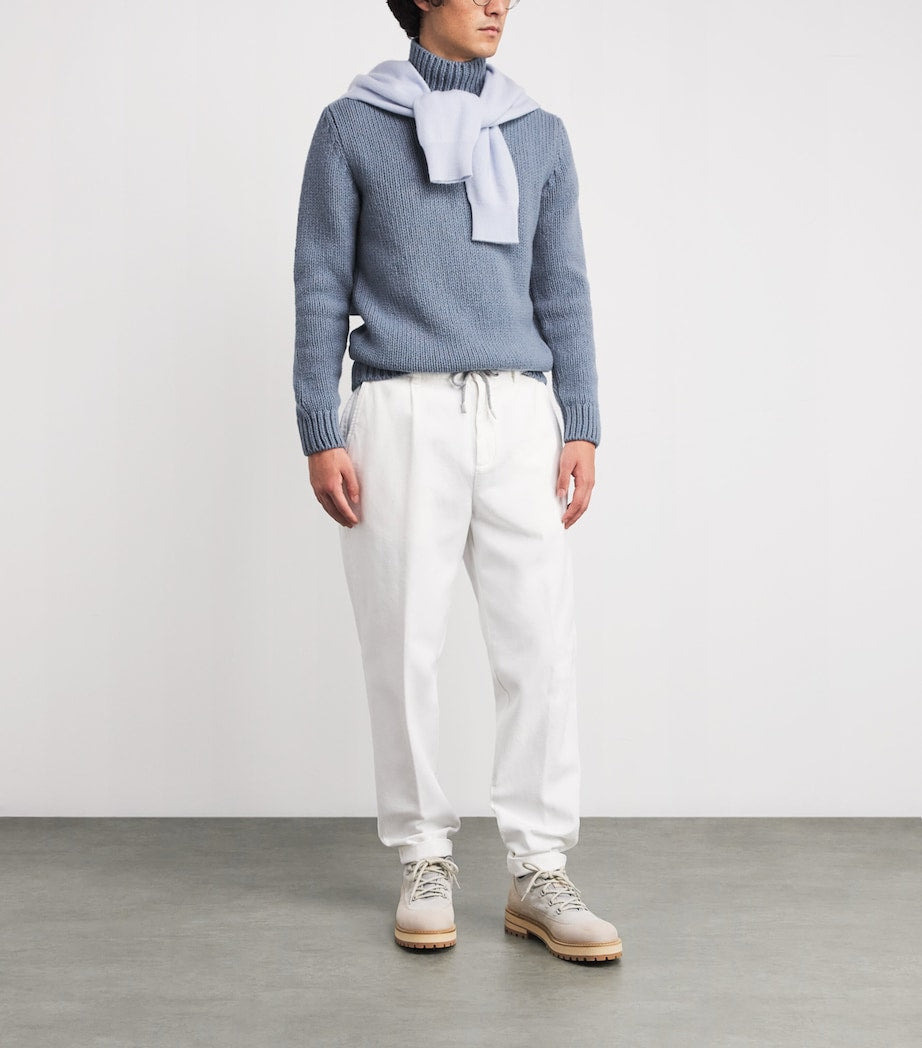 Eleventy Blue Wool High-Neck Sweater