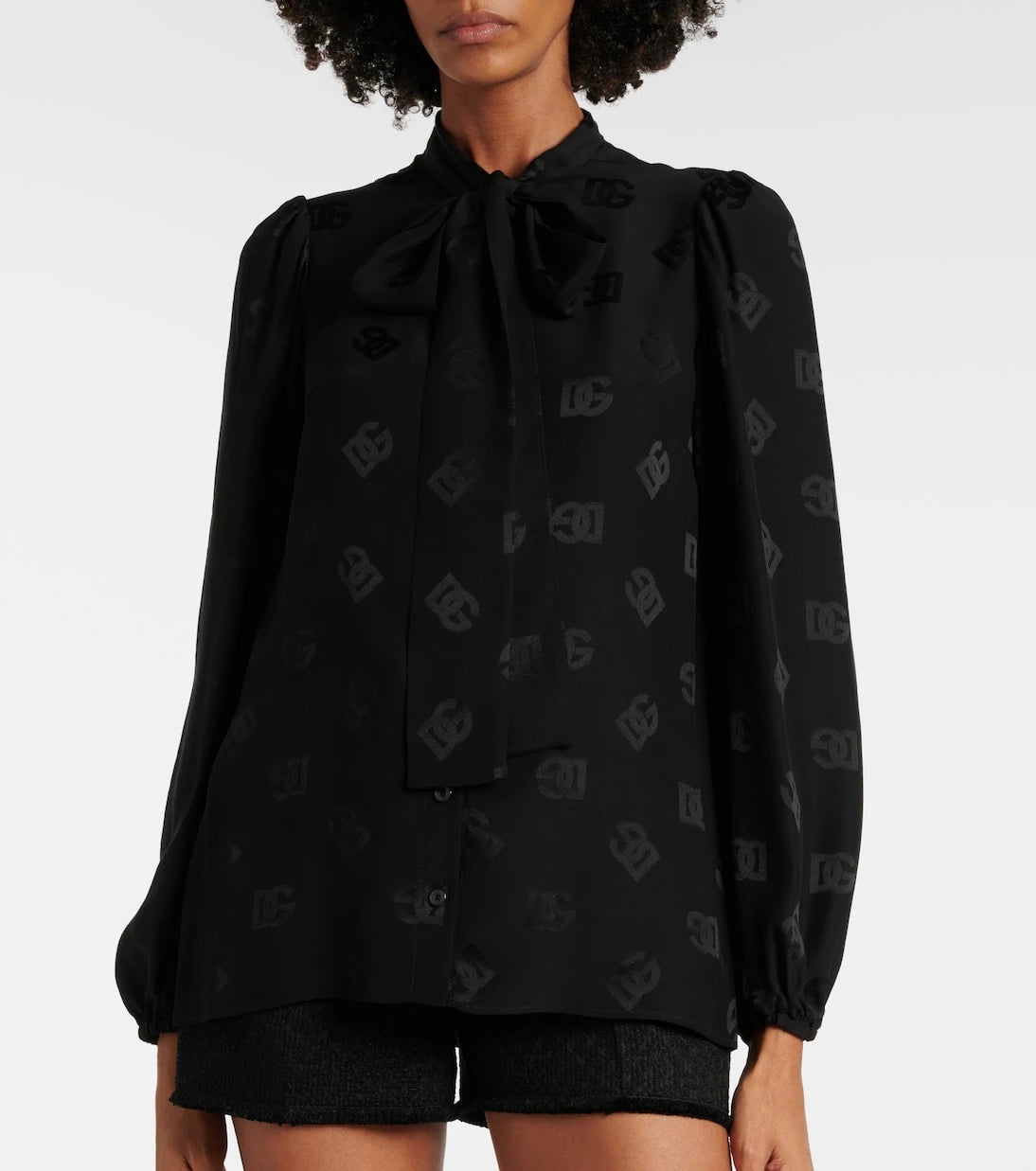 Dolce&Gabbana - DG bow-detail silk blouse
