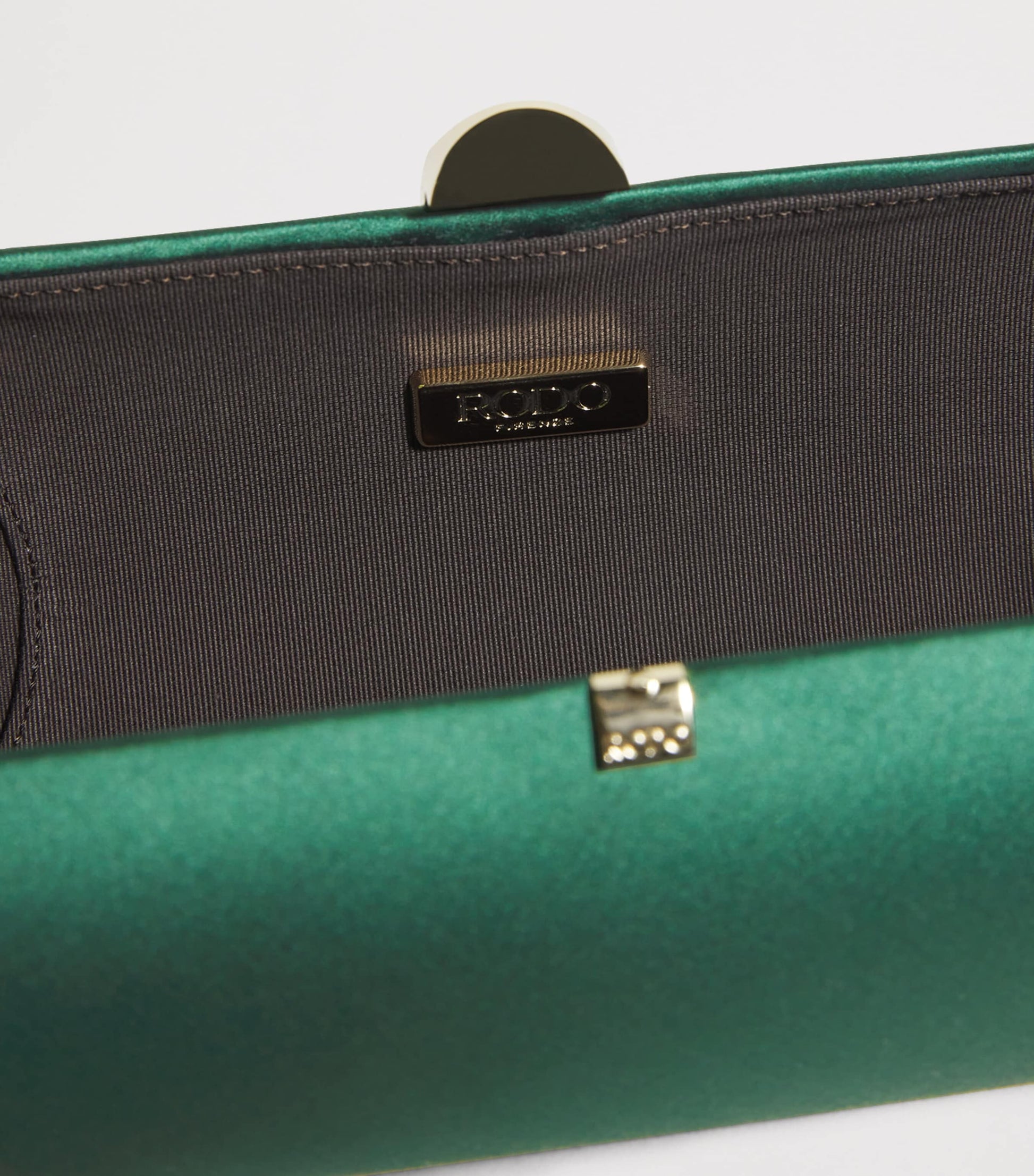 Green Silk Satin Clutch Bag