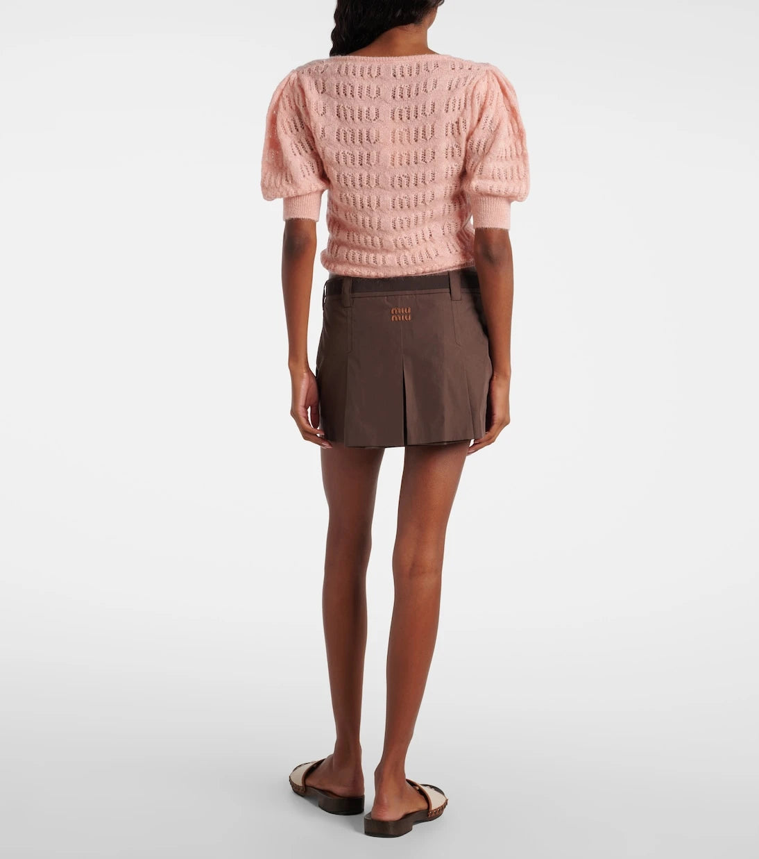 Miu Miu - Pointelle knit mohair-blend top