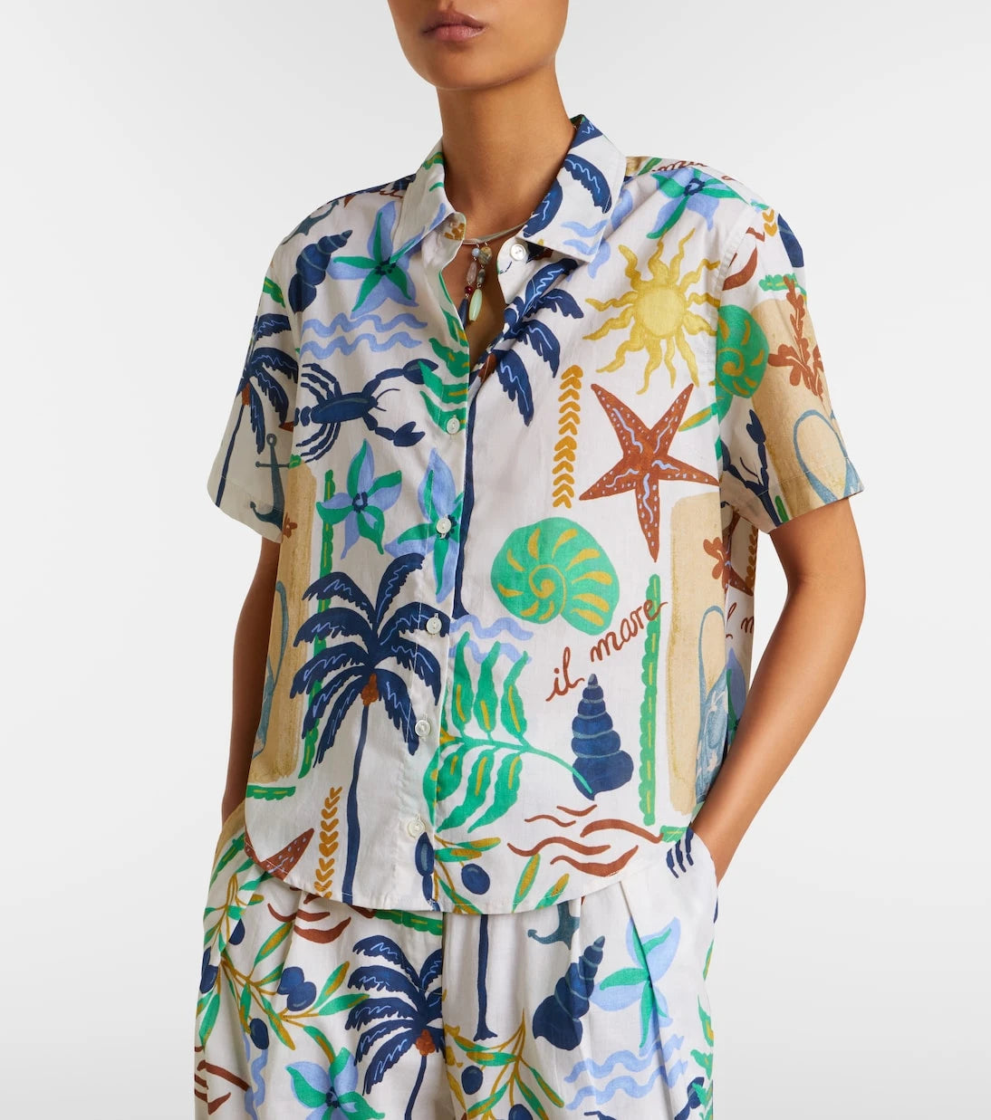 Velvet - Marnie printed cotton poplin shirt