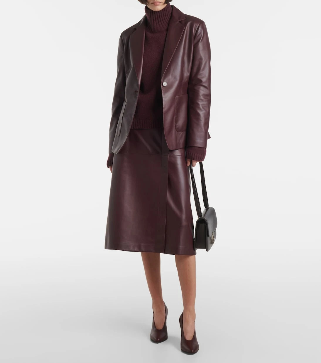 Joseph - Leather midi skirt
