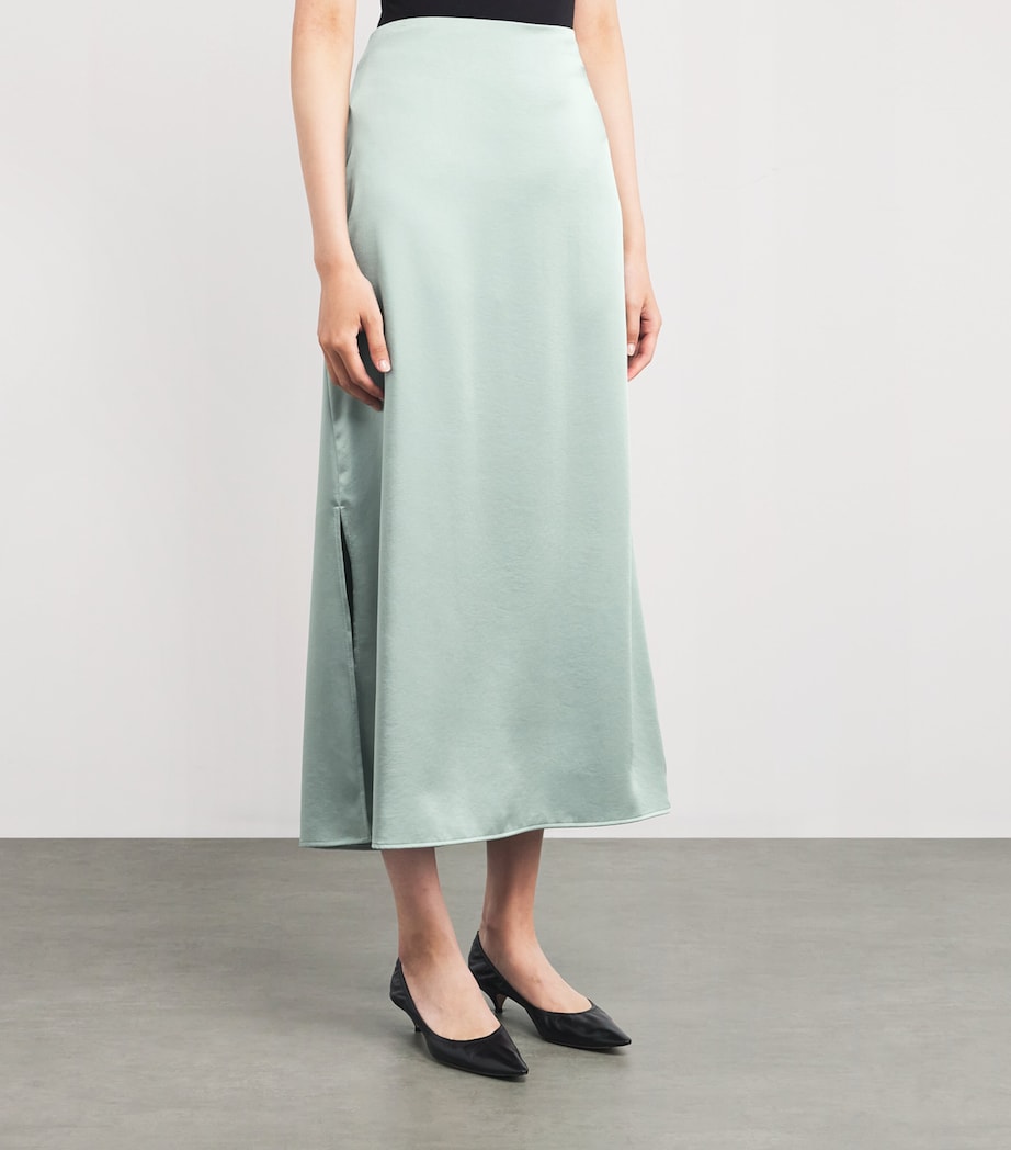 Weekend Max Mara Green Satin Midi Skirt