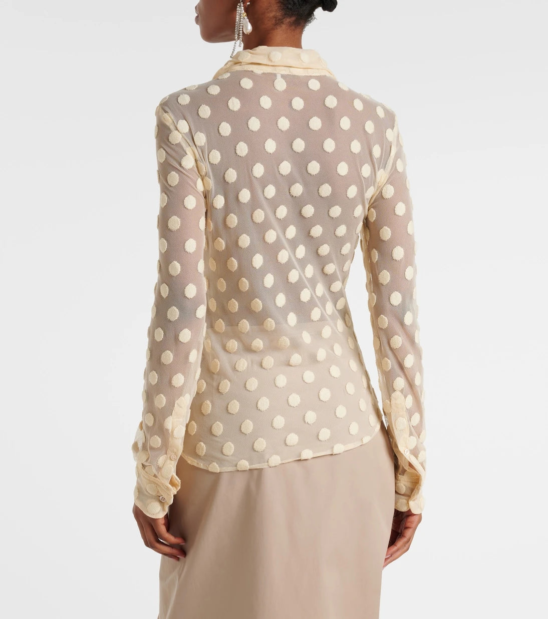 Dries Van Noten - Polka-dot cotton-blend mesh shirt