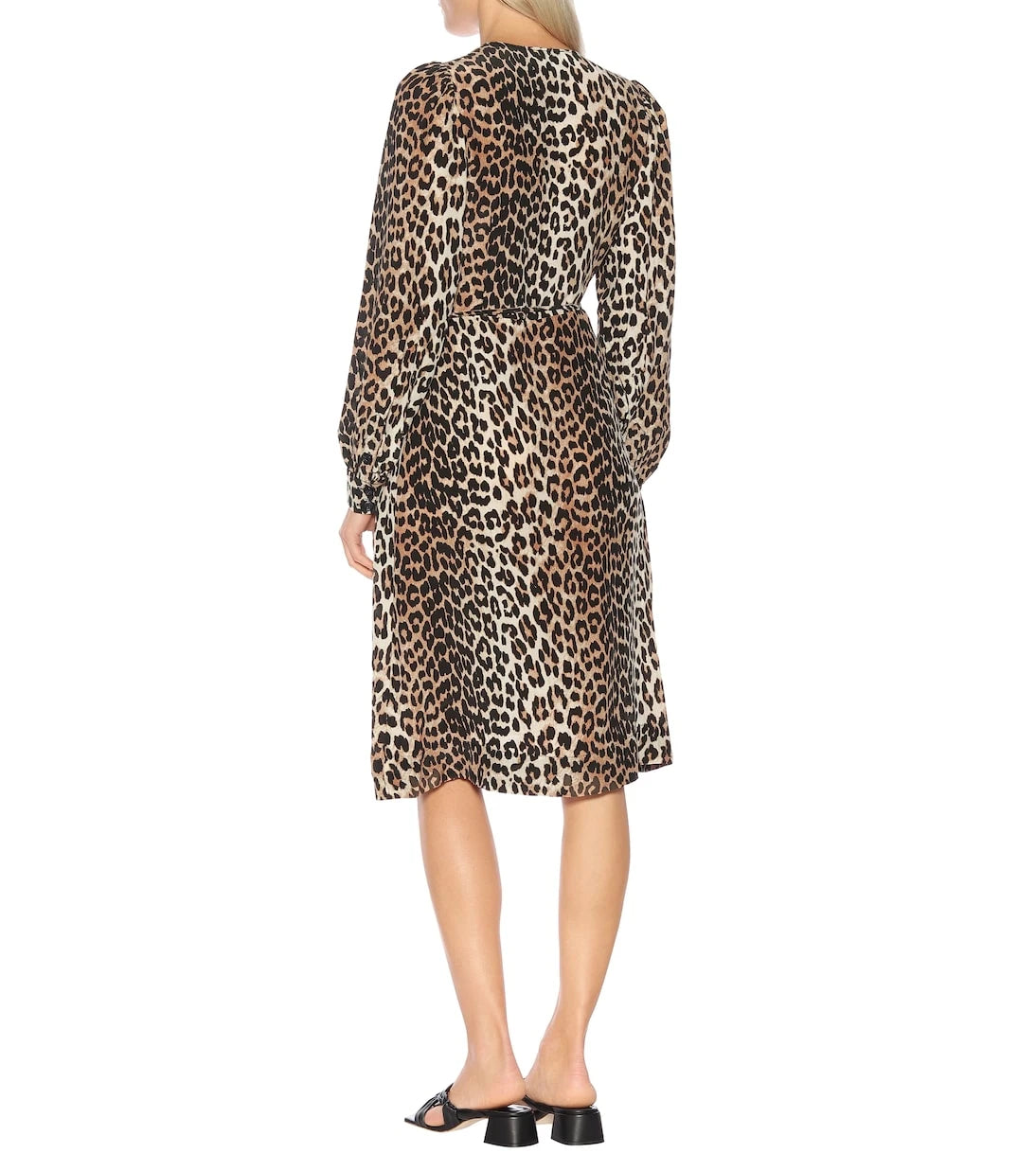 Ganni - Leopard-printed silk-blend dress
