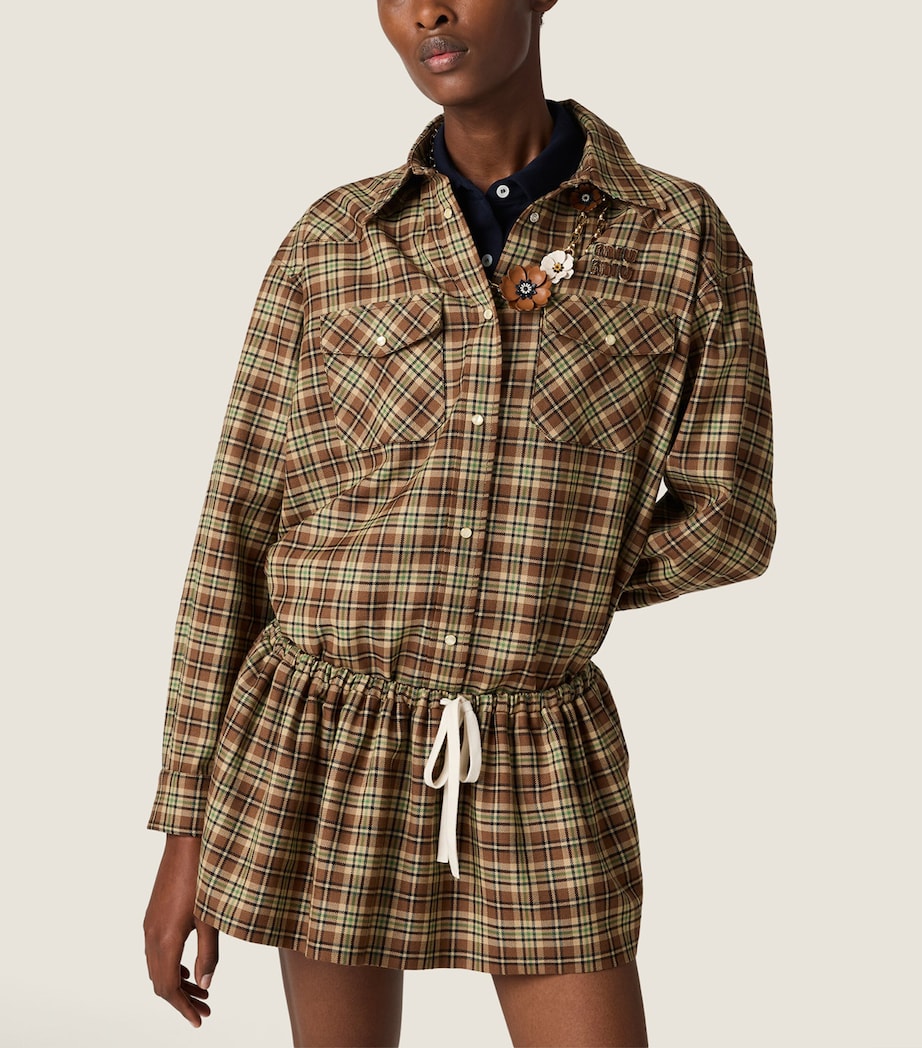 Brown Wool Plaid Mini Skirt